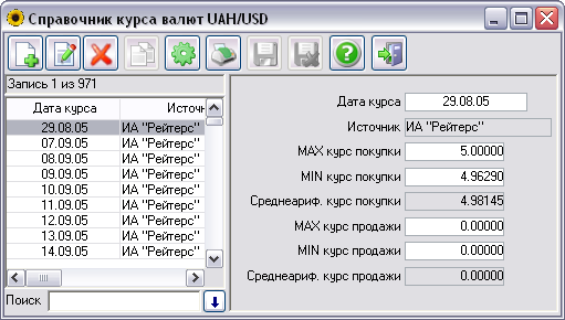 Справочник курса валют UAH/USD